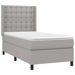 Κρεβάτι Boxspring με Στρώμα & LED Αν.Γκρι 90x190 εκ. Υφασμάτινο