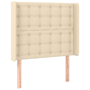 Κρεβάτι Boxspring με Στρώμα & LED Κρεμ 90x190 εκ. Υφασμάτινο