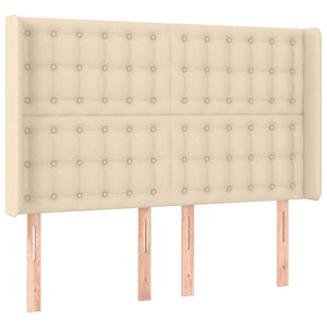 Κρεβάτι Boxspring με Στρώμα & LED Κρεμ 140x190 εκ. Υφασμάτινο - Pakobazaar