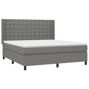 Κρεβάτι Boxspring με Στρώμα & LED Σκ.Γκρι 160x200 εκ Υφασμάτινο - Pakobazaar