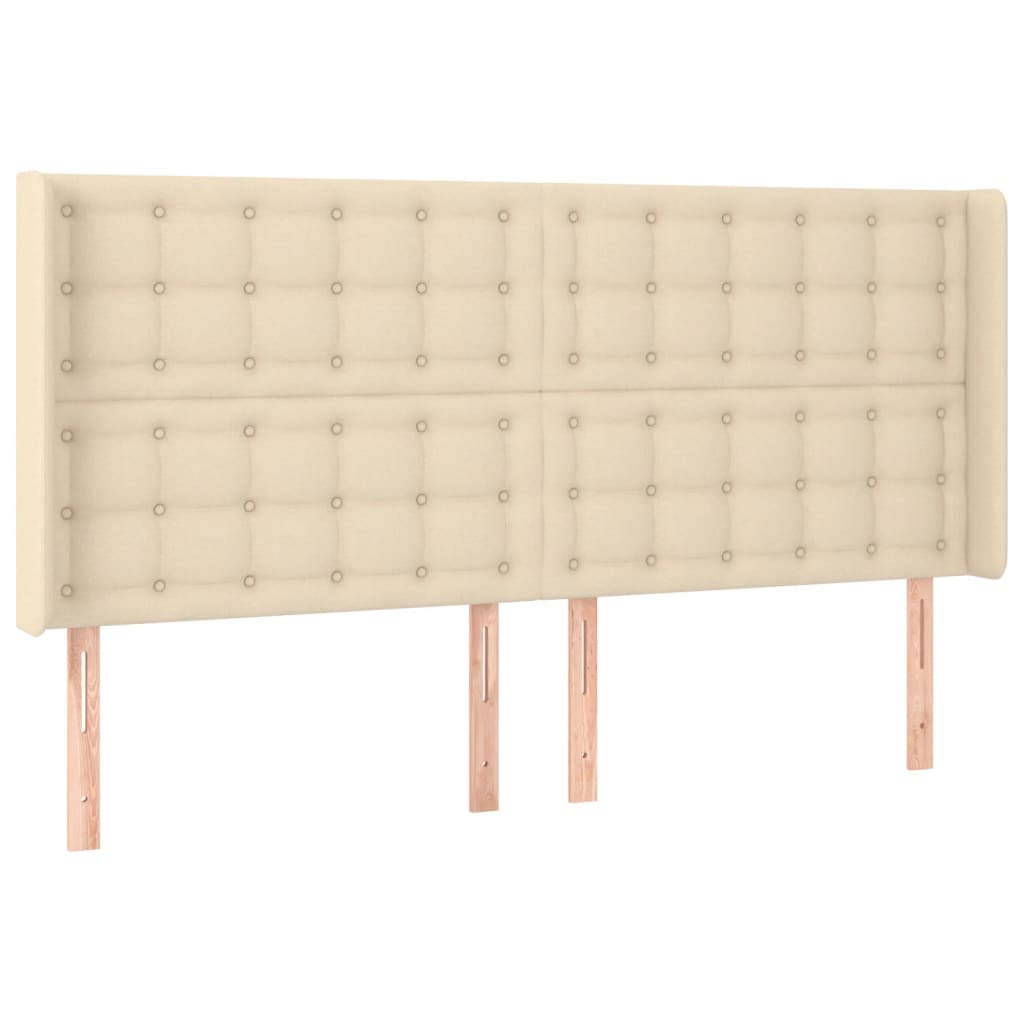 Κρεβάτι Boxspring με Στρώμα & LED Κρεμ 160x200 εκ. Υφασμάτινο