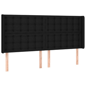 Κρεβάτι Boxspring με Στρώμα & LED Μαύρο 180x200 εκ. Υφασμάτινο