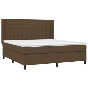 Κρεβάτι Boxspring με Στρώμα & LED Σκ.Καφέ 180x200εκ. Υφασμάτινο