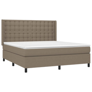 Κρεβάτι Boxspring με Στρώμα & LED Taupe 180x200 εκ. Υφασμάτινο