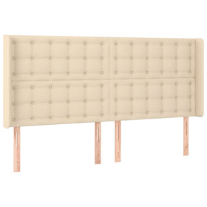 Κρεβάτι Boxspring με Στρώμα & LED Κρεμ 200x200 εκ. Υφασμάτινο