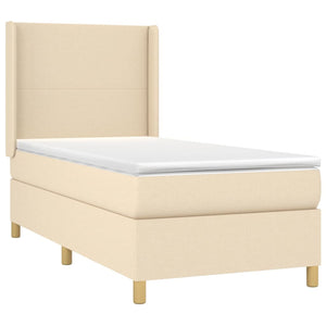 Κρεβάτι Boxspring με Στρώμα & LED Κρεμ 80x200 εκ. Υφασμάτινο