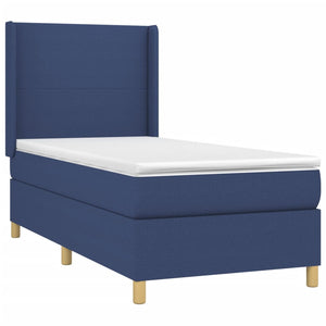 Κρεβάτι Boxspring με Στρώμα & LED Μπλε 80x200 εκ. Υφασμάτινο