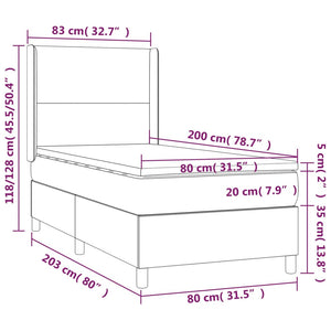 Κρεβάτι Boxspring με Στρώμα & LED Πράσινο 80x200 εκ. Υφασμάτινο