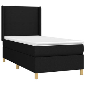Κρεβάτι Boxspring με Στρώμα & LED Μαύρο 90x190 εκ. Υφασμάτινο