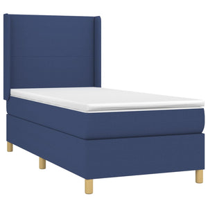 Κρεβάτι Boxspring με Στρώμα & LED Μπλε 90x190 εκ. Υφασμάτινο