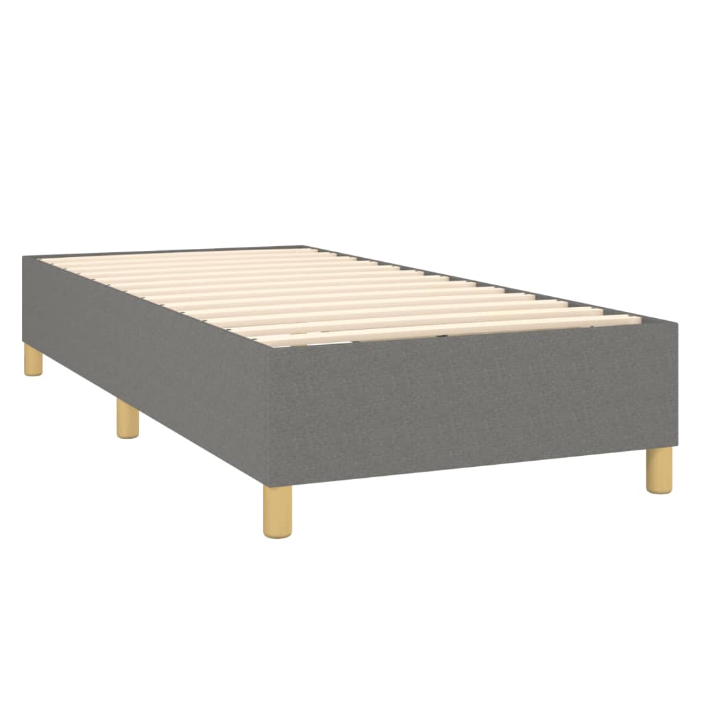 Κρεβάτι Boxspring με Στρώμα & LED Σκ.Γκρι 90x200 εκ. Υφασμάτινο - Pakobazaar