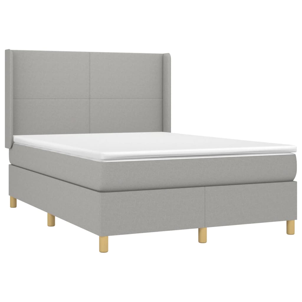 Κρεβάτι Boxspring με Στρώμα & LED Αν.Γκρι 140x190εκ. Υφασμάτινο