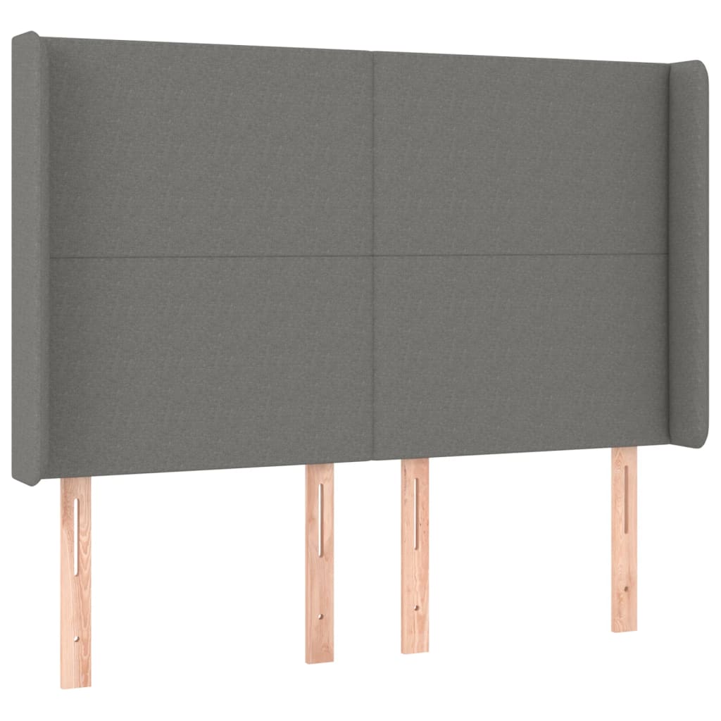 Κρεβάτι Boxspring με Στρώμα & LED Σκ.Γκρι 140x190εκ. Υφασμάτινο