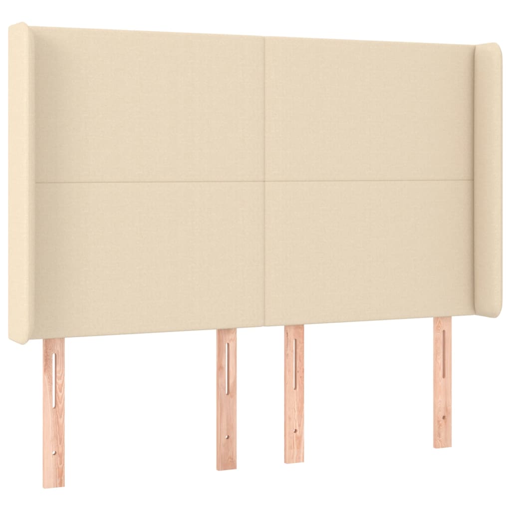 Κρεβάτι Boxspring με Στρώμα & LED Κρεμ 140x190 εκ. Υφασμάτινο - Pakobazaar