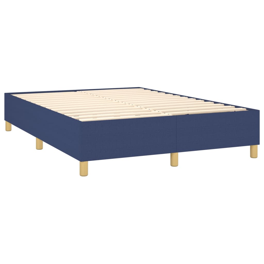 Κρεβάτι Boxspring με Στρώμα & LED Μπλε 140x190 εκ. Υφασμάτινο