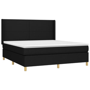 Κρεβάτι Boxspring με Στρώμα & LED Μαύρο 160x200 εκ. Υφασμάτινο