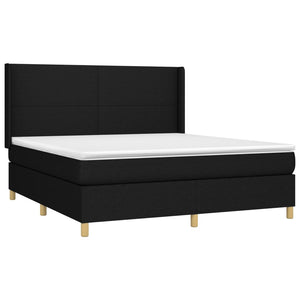 Κρεβάτι Boxspring με Στρώμα & LED Μαύρο 180x200 εκ. Υφασμάτινο