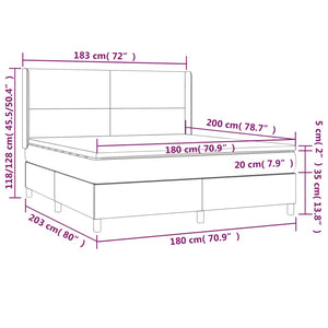 Κρεβάτι Boxspring με Στρώμα & LED Μαύρο 180x200 εκ. Υφασμάτινο