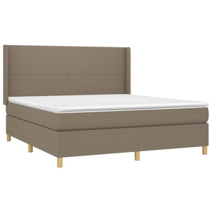 Κρεβάτι Boxspring με Στρώμα & LED Taupe 180x200 εκ. Υφασμάτινο
