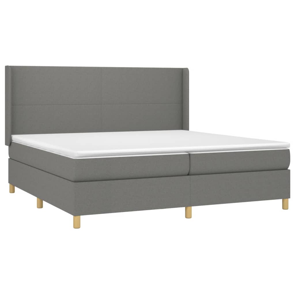 Κρεβάτι Boxspring με Στρώμα & LED Σκ.Γκρι 200x200εκ. Υφασμάτινο