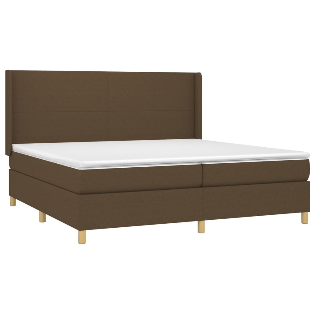 Κρεβάτι Boxspring με Στρώμα & LED Σκ.Καφέ 200x200εκ. Υφασμάτινο