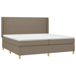Κρεβάτι Boxspring με Στρώμα & LED Taupe 200x200 εκ. Υφασμάτινο