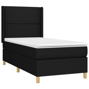 Κρεβάτι Boxspring με Στρώμα & LED Μαύρο 90x190 εκ. Υφασμάτινο