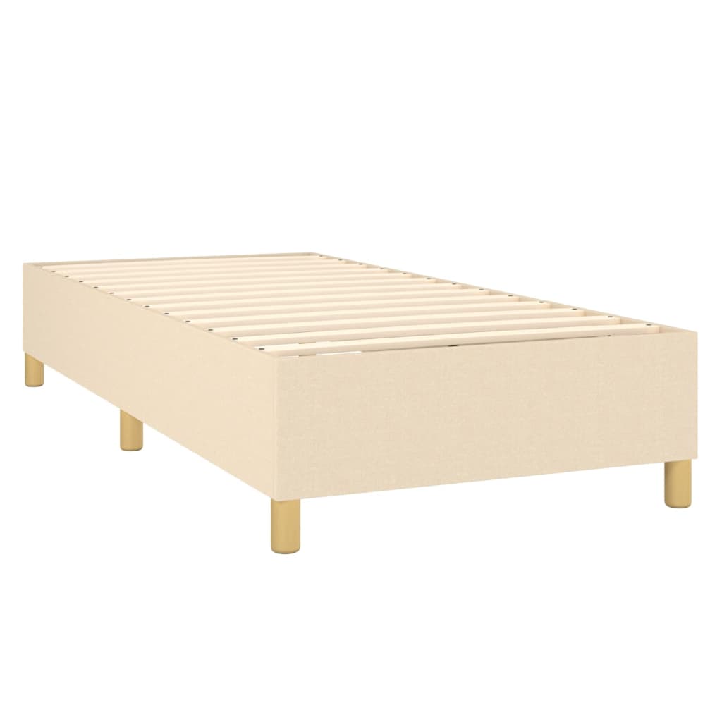 Κρεβάτι Boxspring με Στρώμα & LED Κρεμ 90x190 εκ. Υφασμάτινο