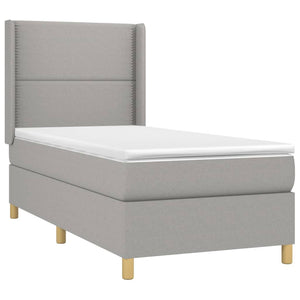 Κρεβάτι Boxspring με Στρώμα & LED Αν.Γκρι 100x200εκ. Υφασμάτινο