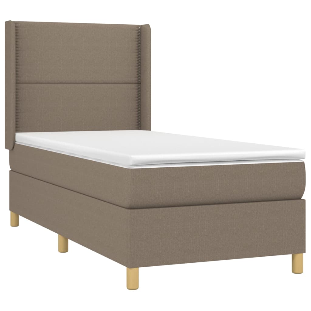 Κρεβάτι Boxspring με Στρώμα & LED Taupe 100x200 εκ. Υφασμάτινο
