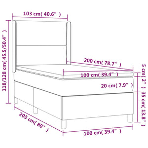 Κρεβάτι Boxspring με Στρώμα & LED Κρεμ 100x200 εκ. Υφασμάτινο