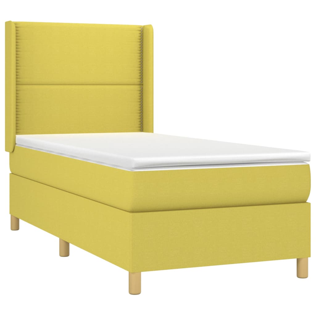 Κρεβάτι Boxspring με Στρώμα & LED Πράσινο 100x200 εκ Υφασμάτινο - Pakobazaar