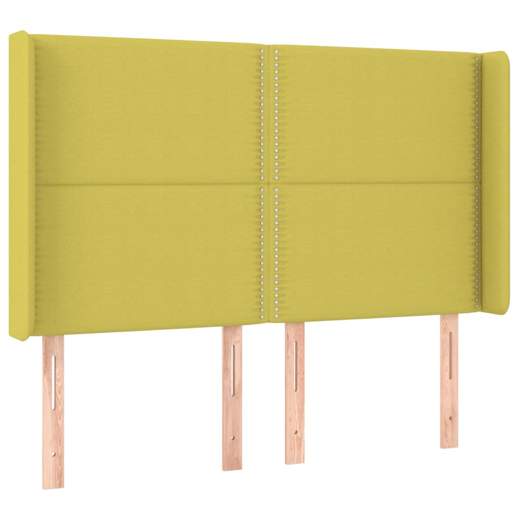 Κρεβάτι Boxspring με Στρώμα & LED Πράσινο 140x190 εκ Υφασμάτινο