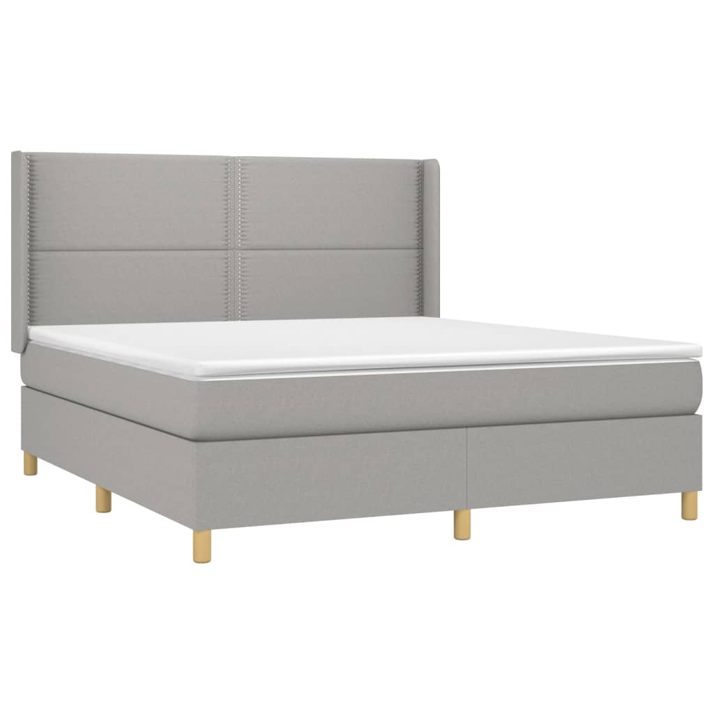 Κρεβάτι Boxspring με Στρώμα & LED Αν.Γκρι 160x200εκ. Υφασμάτινο - Pakobazaar