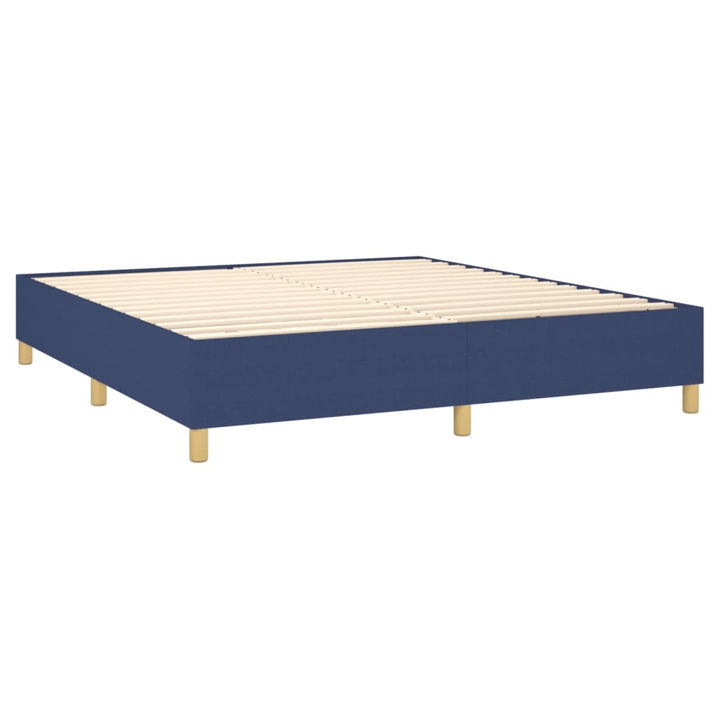 Κρεβάτι Boxspring με Στρώμα & LED Μπλε 160x200 εκ. Υφασμάτινο