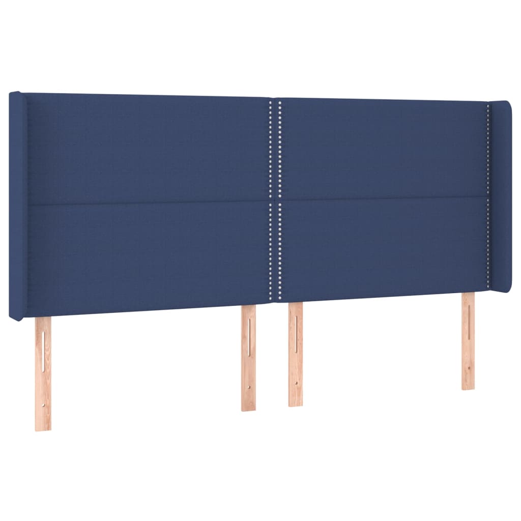 Κρεβάτι Boxspring με Στρώμα & LED Μπλε 160x200 εκ. Υφασμάτινο