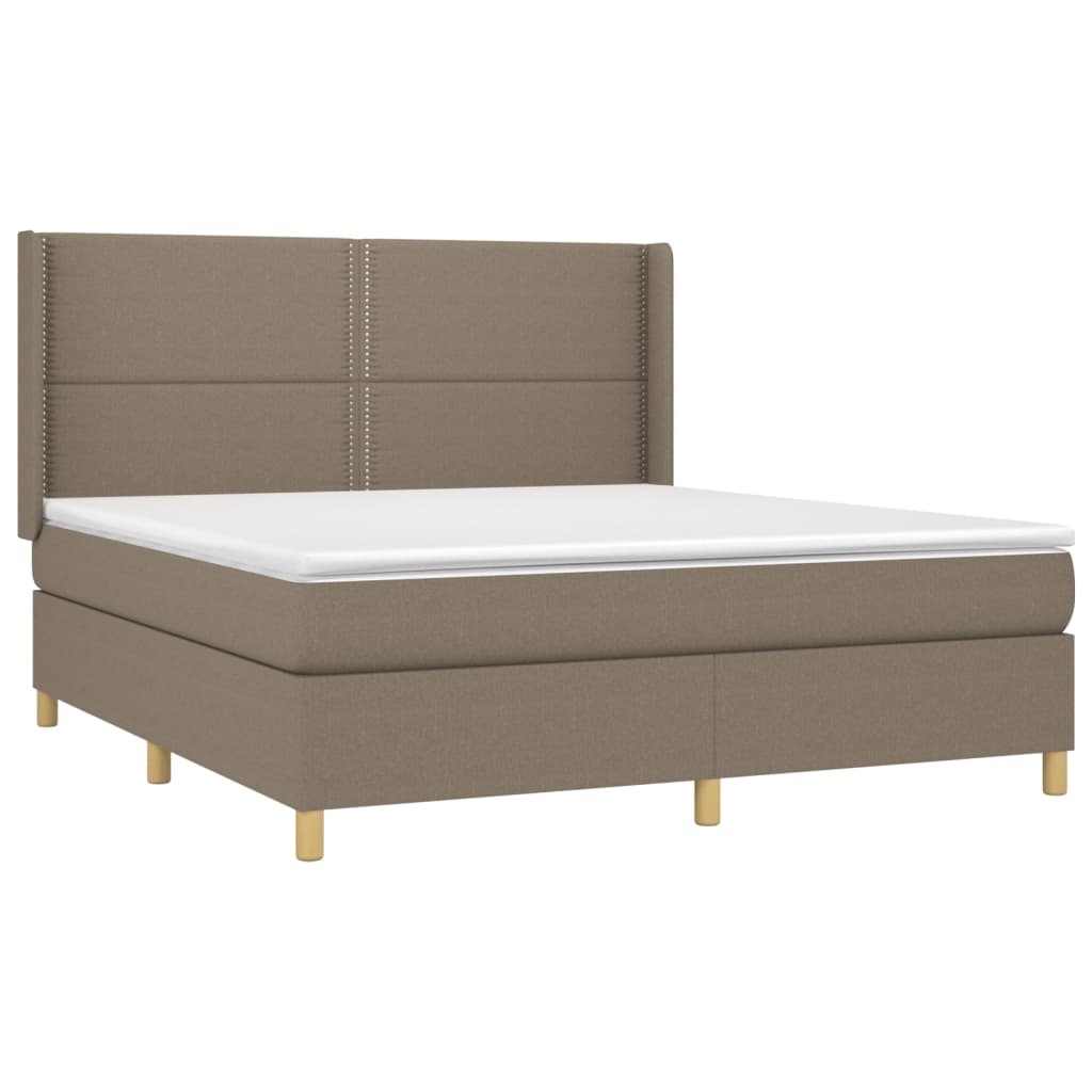 Κρεβάτι Boxspring με Στρώμα & LED Taupe 180x200 εκ. Υφασμάτινο