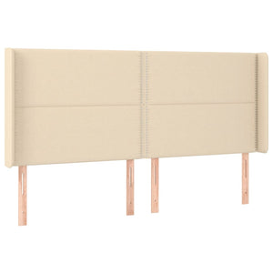 Κρεβάτι Boxspring με Στρώμα & LED Κρεμ 180x200 εκ. Υφασμάτινο