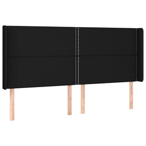 Κρεβάτι Boxspring με Στρώμα & LED Μαύρο 200x200 εκ. Υφασμάτινο