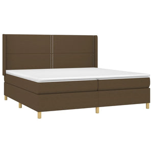 Κρεβάτι Boxspring με Στρώμα & LED Σκ.Καφέ 200x200εκ. Υφασμάτινο - Pakobazaar