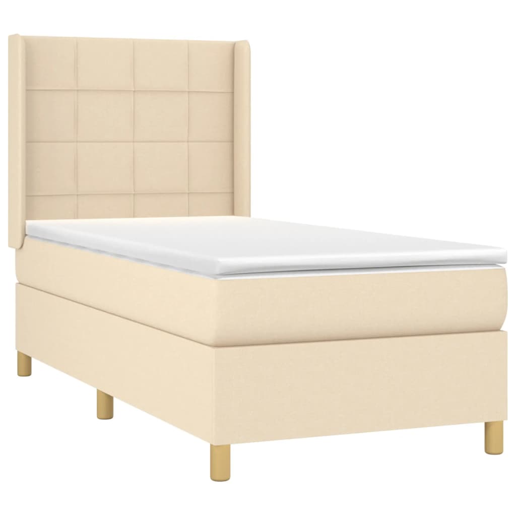 Κρεβάτι Boxspring με Στρώμα & LED Κρεμ 80x200 εκ. Υφασμάτινο