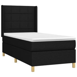 Κρεβάτι Boxspring με Στρώμα & LED Μαύρο 90x190 εκ. Υφασμάτινο