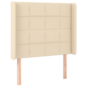 Κρεβάτι Boxspring με Στρώμα & LED Κρεμ 90x200 εκ. Υφασμάτινο