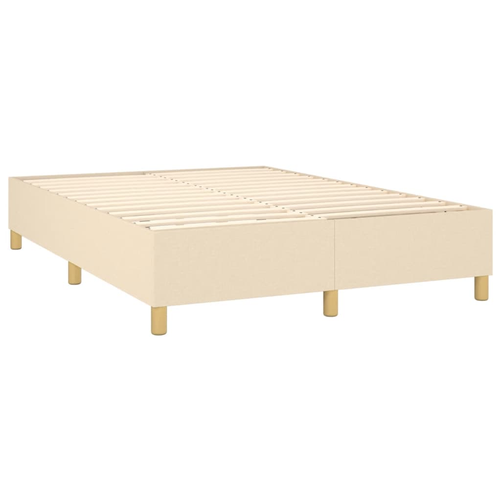 Κρεβάτι Boxspring με Στρώμα & LED Κρεμ 140x190 εκ. Υφασμάτινο - Pakobazaar