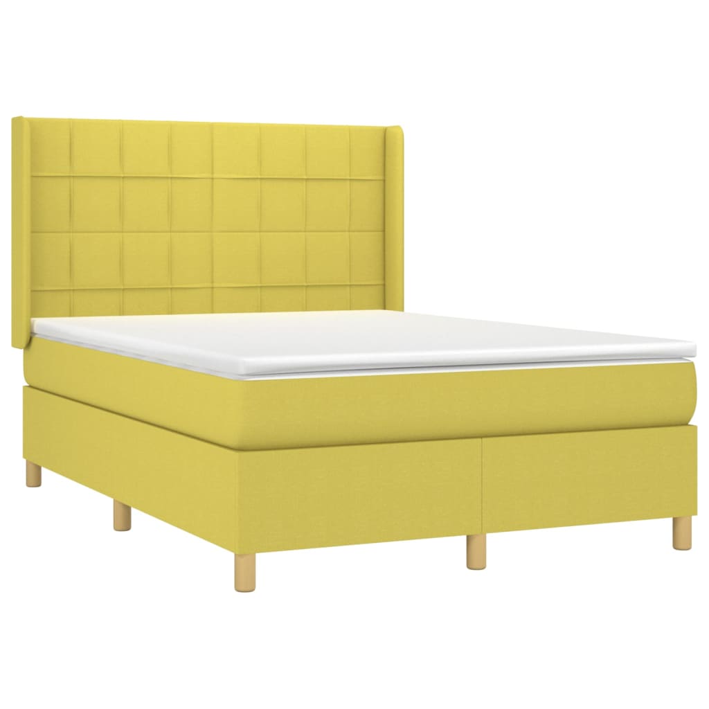 Κρεβάτι Boxspring με Στρώμα & LED Πράσινο 140x190 εκ Υφασμάτινο - Pakobazaar