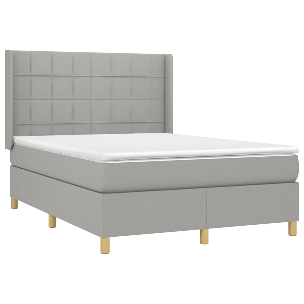 Κρεβάτι Boxspring με Στρώμα & LED Αν.Γκρι 140x200εκ. Υφασμάτινο