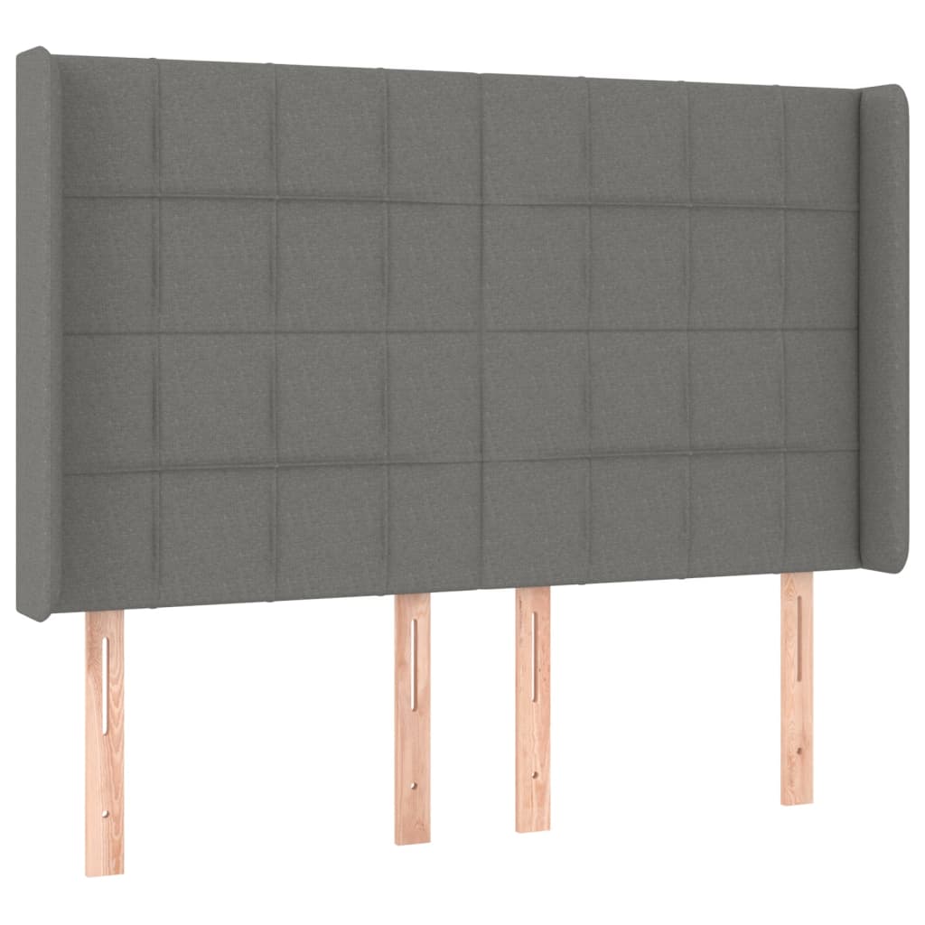 Κρεβάτι Boxspring με Στρώμα & LED Σκ.Γκρι 140x200 εκ Υφασμάτινο