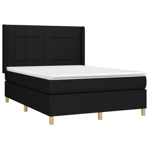 Κρεβάτι Boxspring με Στρώμα & LED Μαύρο 140x200 εκ. Υφασμάτινο