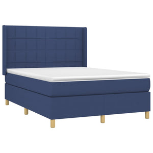 Κρεβάτι Boxspring με Στρώμα & LED Μπλε 140x200 εκ. Υφασμάτινο