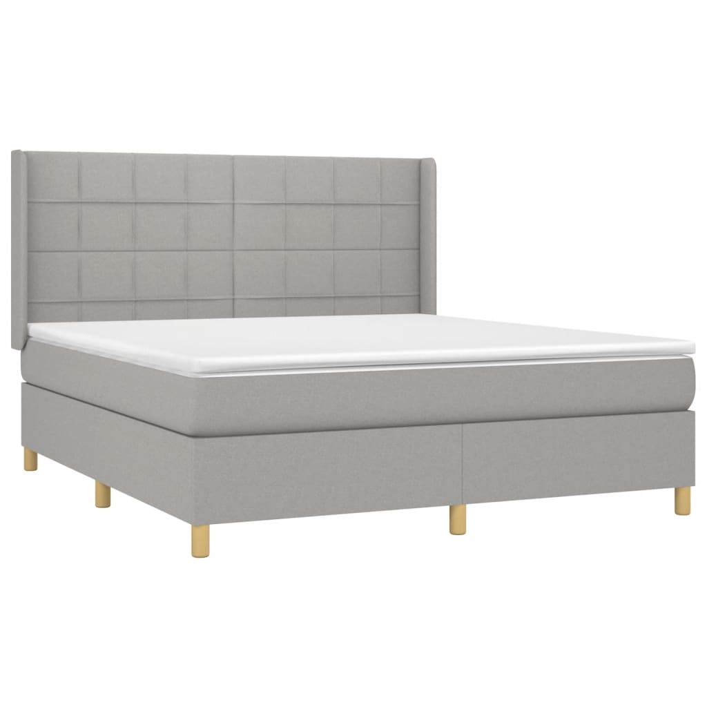 Κρεβάτι Boxspring με Στρώμα & LED Αν.Γκρι 160x200εκ. Υφασμάτινο